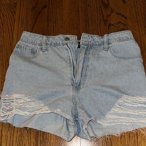 Hollister Light Blue Distressed Jean Shorts